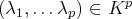 (λ ,...λ ) ∈ Kp
1     p   