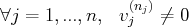 ∀j = 1,...,n,  v(nj) ⁄= 0
j
