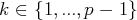 k ∈ {1,...,p - 1}
