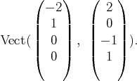       (    )   (    )
| - 2|   |  2 |
|  1 |   |  0 |
Vect (||  0 || , || - 1|| ).
(  0 )   (  1 )
